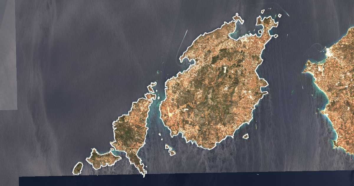 Satellitenbild mit eingezeichneter Grenze: Paros