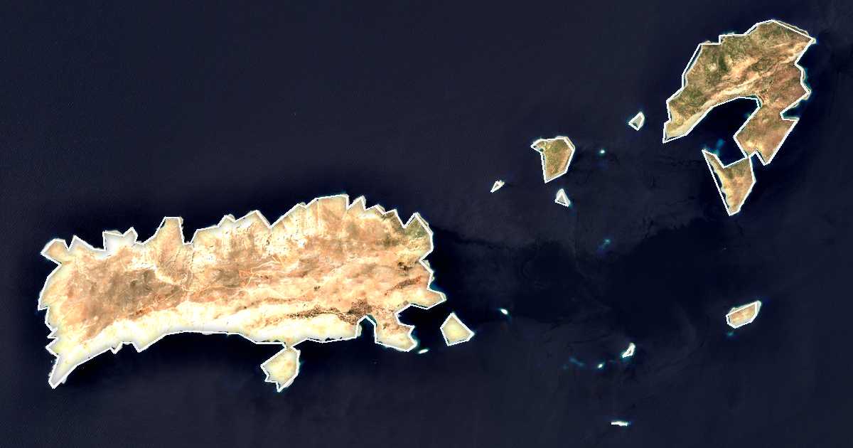 Satellitenbild mit eingezeichneter Grenze: Chalki