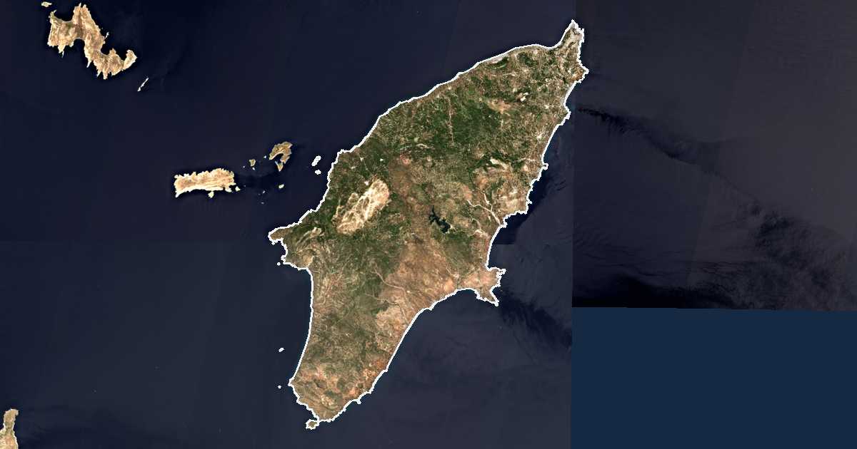 Satellitenbild mit eingezeichneter Grenze: Dímos Ródou