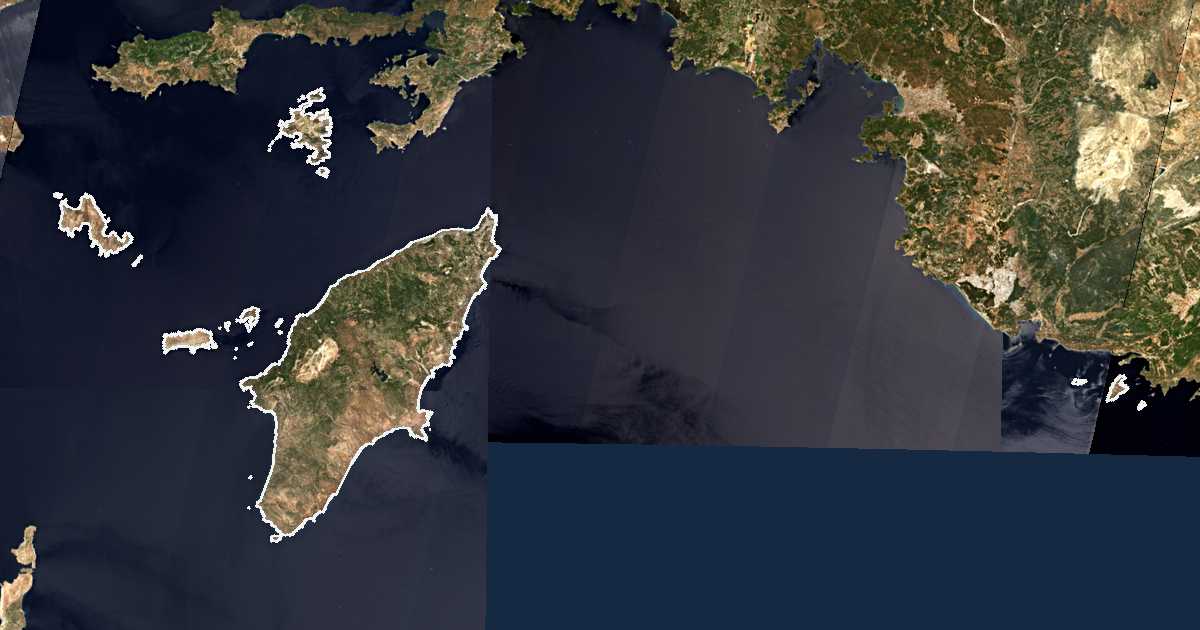 Satellitenbild mit eingezeichneter Grenze: Rhodos