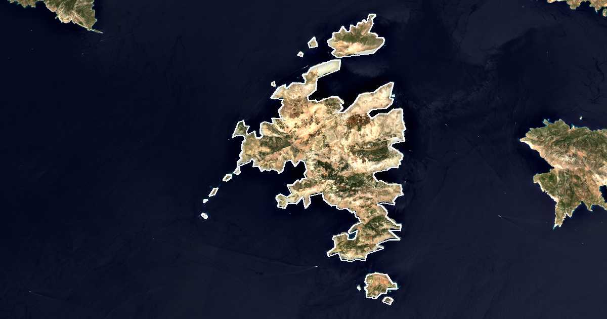 Satellitenbild mit eingezeichneter Grenze: Symi