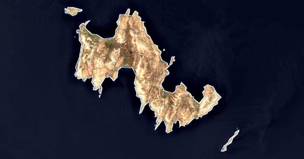 Satellitenbild mit eingezeichneter Grenze: Tilos