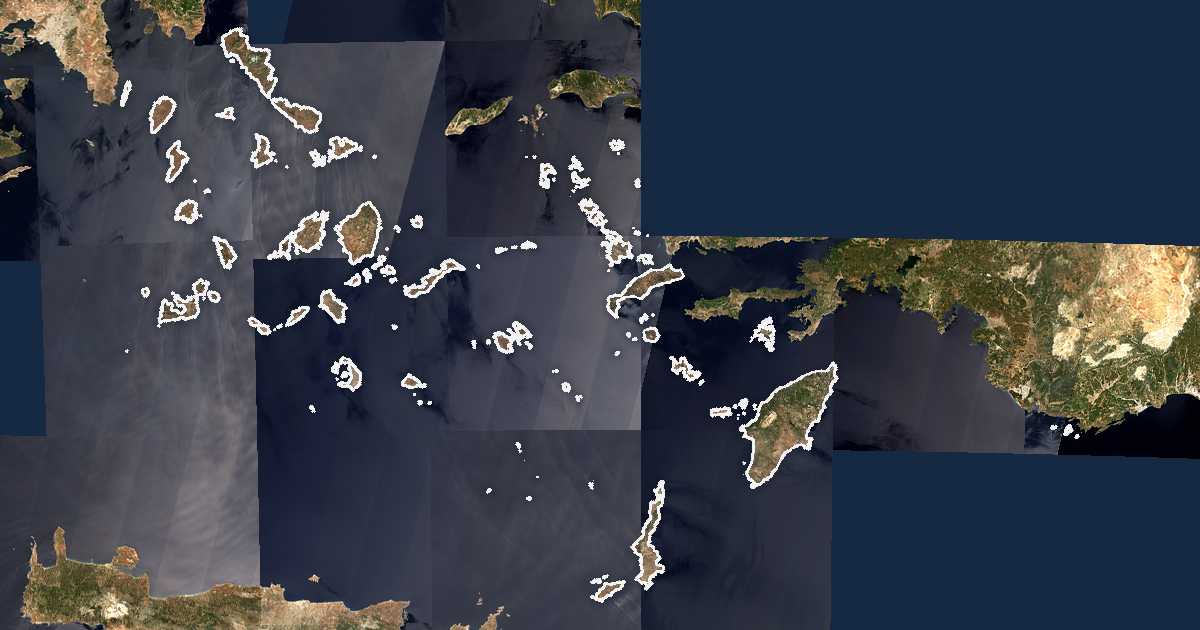 Satellitenbild mit eingezeichneter Grenze: Südliche Ägäis