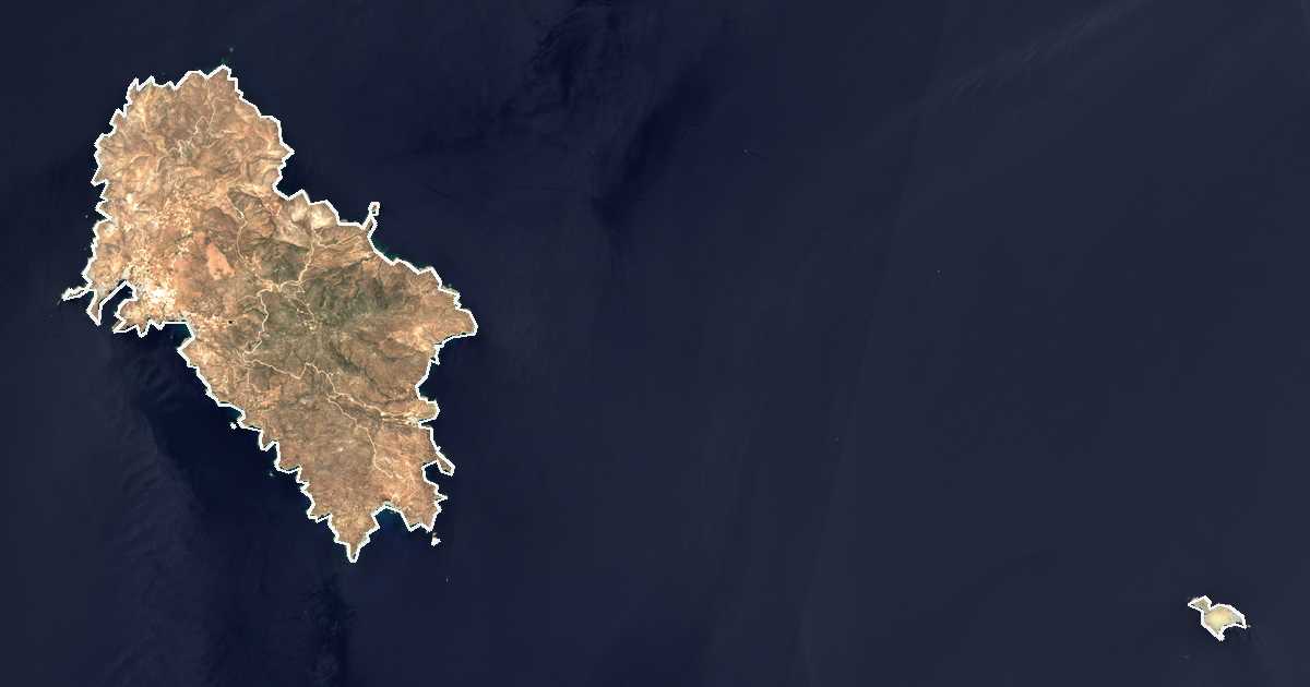 Satellitenbild mit eingezeichneter Grenze: Dímos Iitón