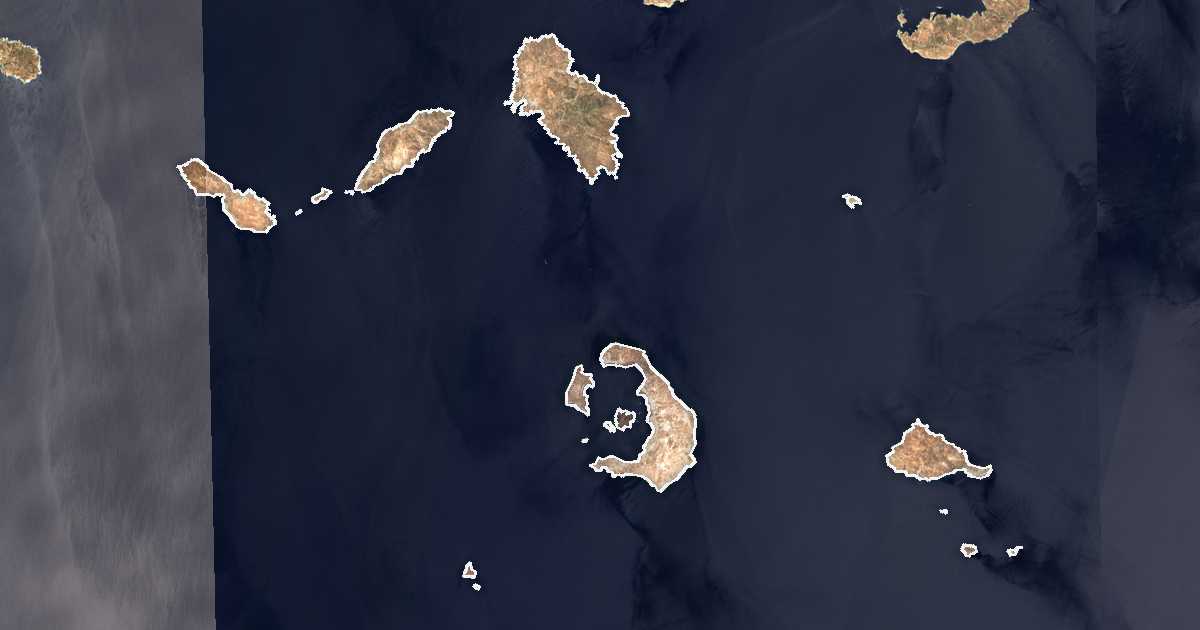 Satellitenbild mit eingezeichneter Grenze: Thira