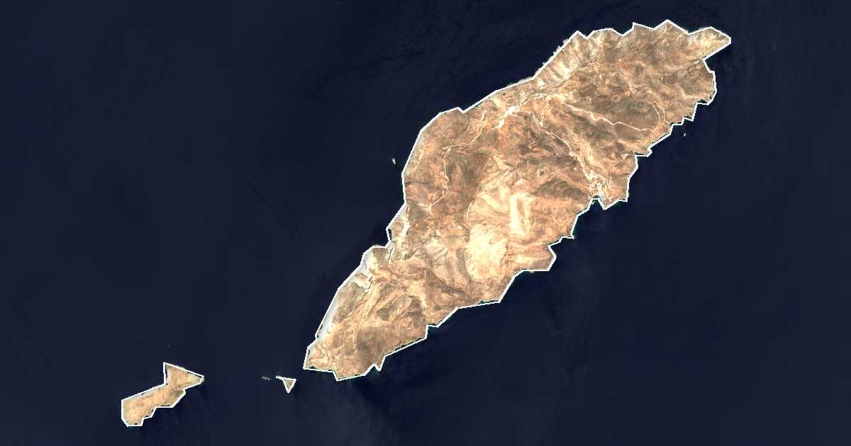 Satellitenbild mit eingezeichneter Grenze: Dímos Sikínou