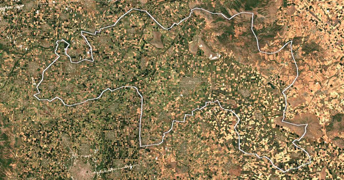 Satellitenbild mit eingezeichneter Grenze: Palamas