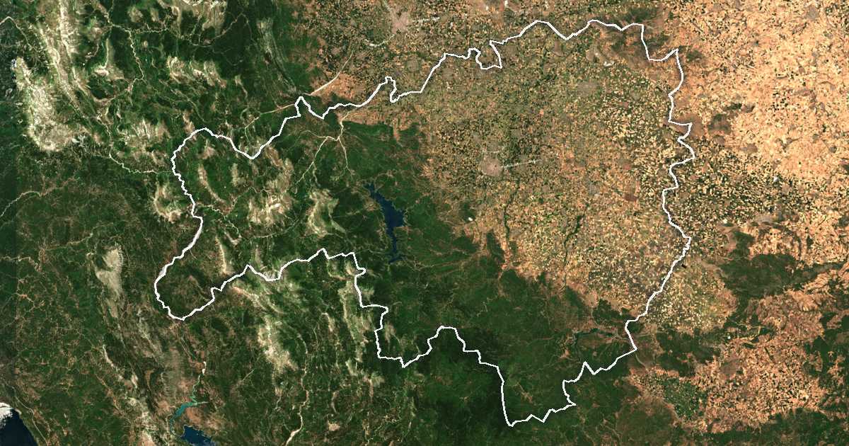 Satellitenbild mit eingezeichneter Grenze: Karditsa