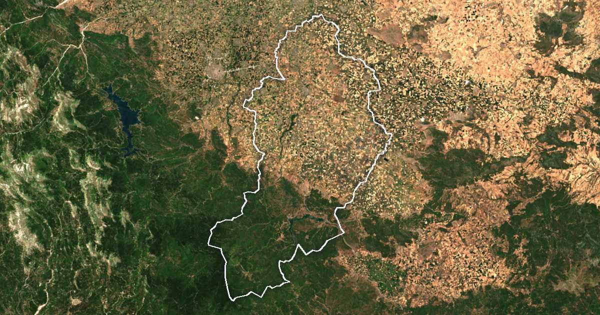 Satellitenbild mit eingezeichneter Grenze: Sofades