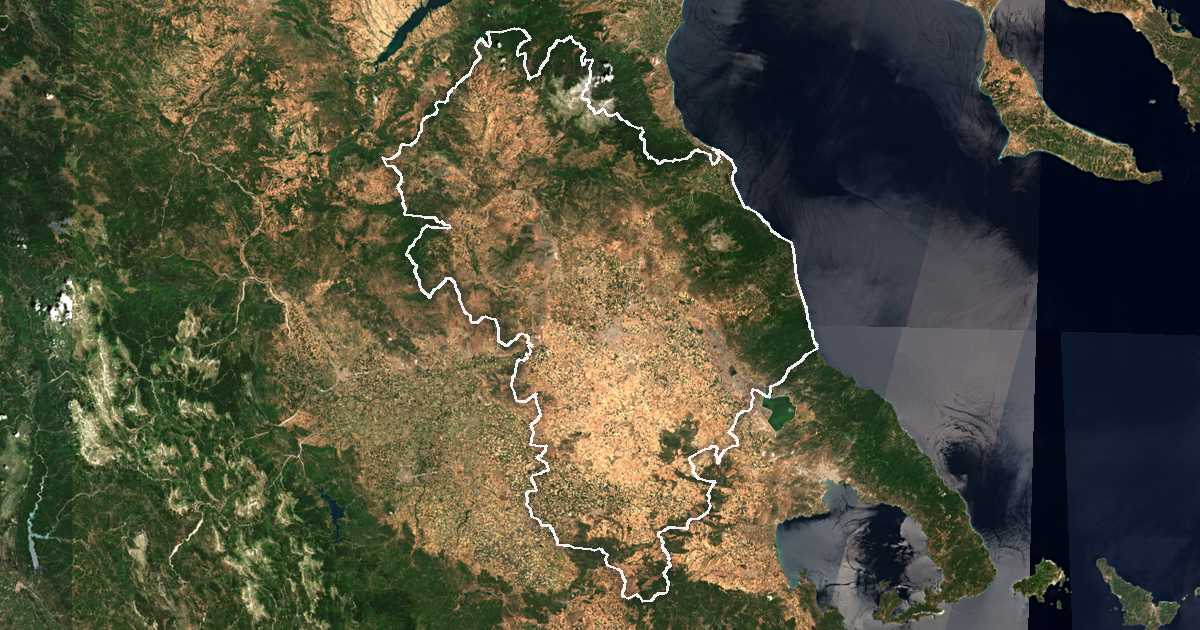 Satellitenbild mit eingezeichneter Grenze: Larisa