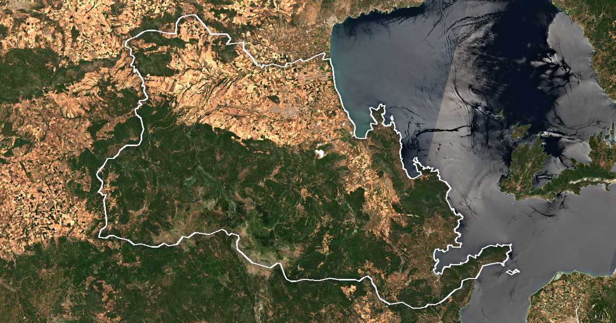 Satellitenbild mit eingezeichneter Grenze: Pteleos