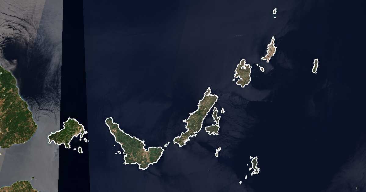 Satellitenbild mit eingezeichneter Grenze: Sporaden