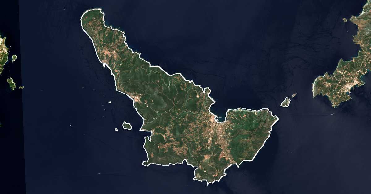 Satellitenbild mit eingezeichneter Grenze: Skopelos