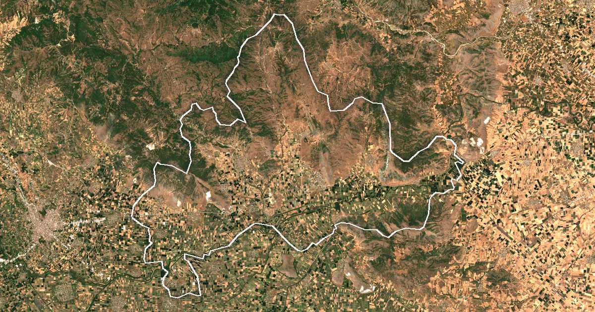 Satellitenbild mit eingezeichneter Grenze: Farkadona