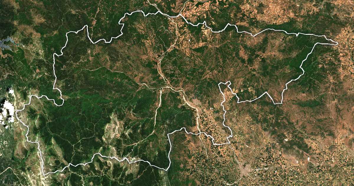 Satellitenbild mit eingezeichneter Grenze: Meteora