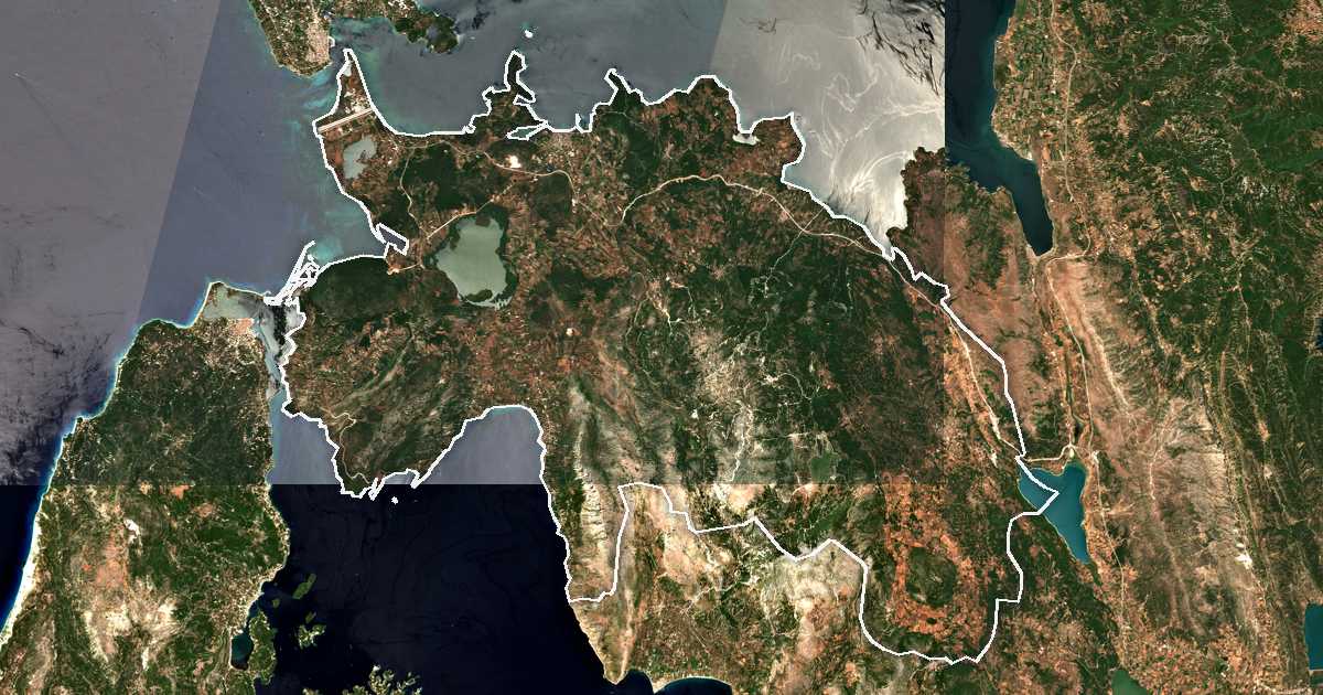 Satellitenbild mit eingezeichneter Grenze: Aktio-Vonitsa