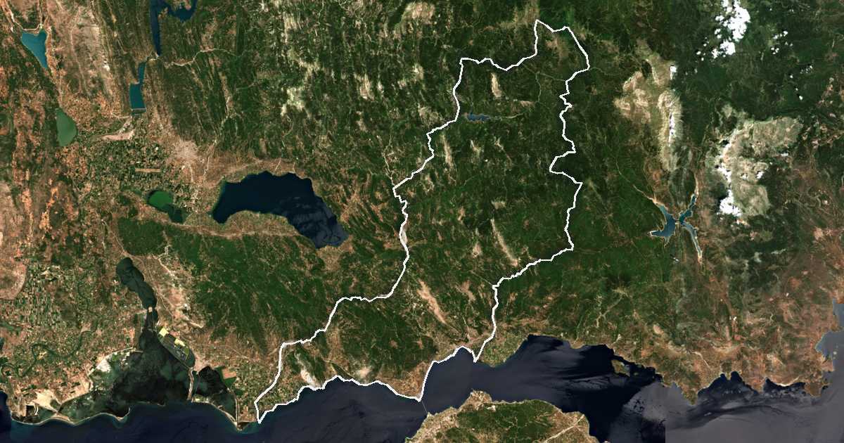 Satellitenbild mit eingezeichneter Grenze: Nafpaktia