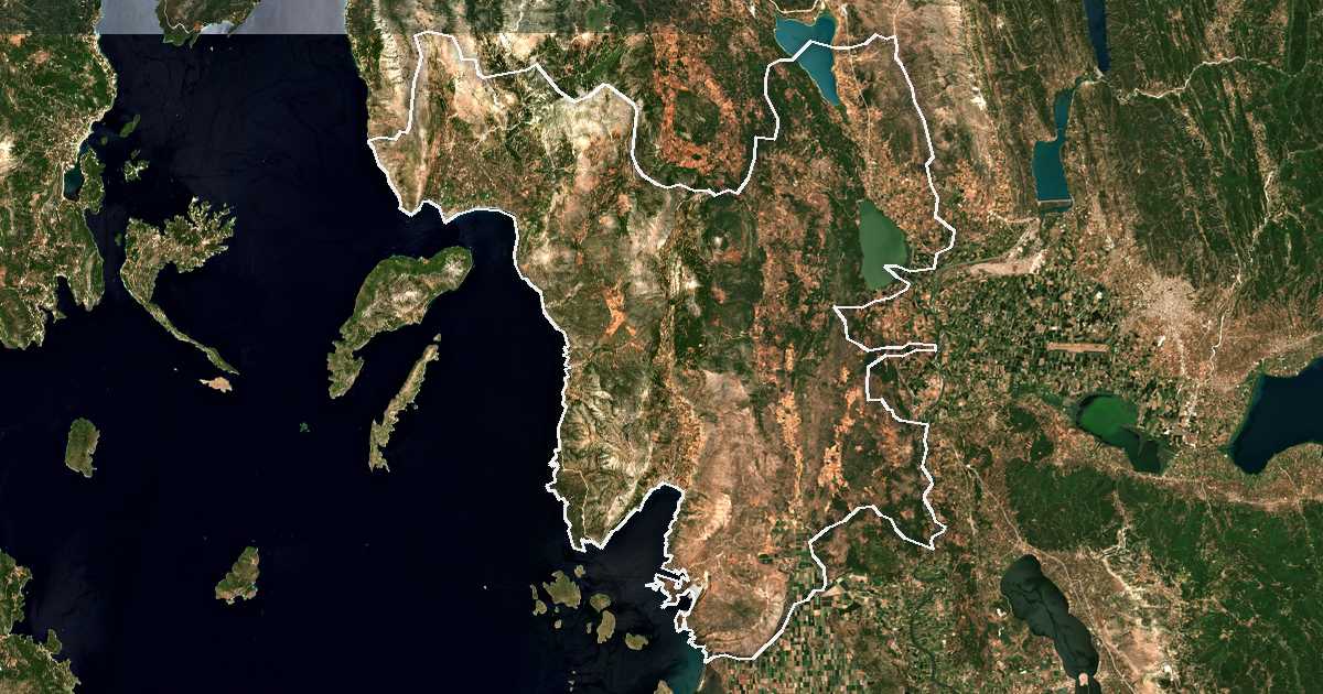 Satellitenbild mit eingezeichneter Grenze: Xiromero