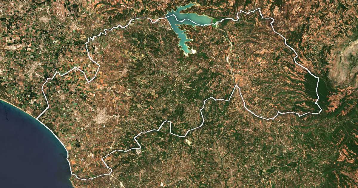Satellitenbild mit eingezeichneter Grenze: Ilida