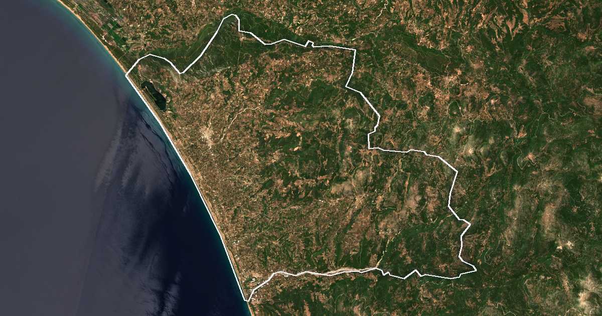 Satellitenbild mit eingezeichneter Grenze: Dímos Zacháros