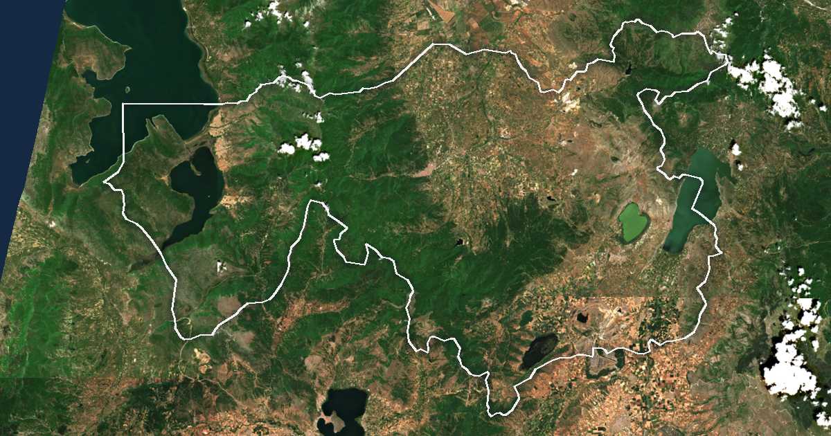 Satellitenbild mit eingezeichneter Grenze: Florina