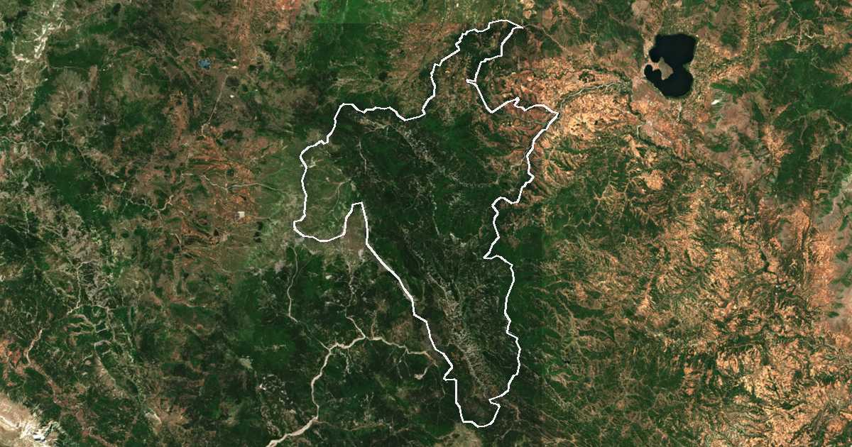 Satellitenbild mit eingezeichneter Grenze: Nestorio