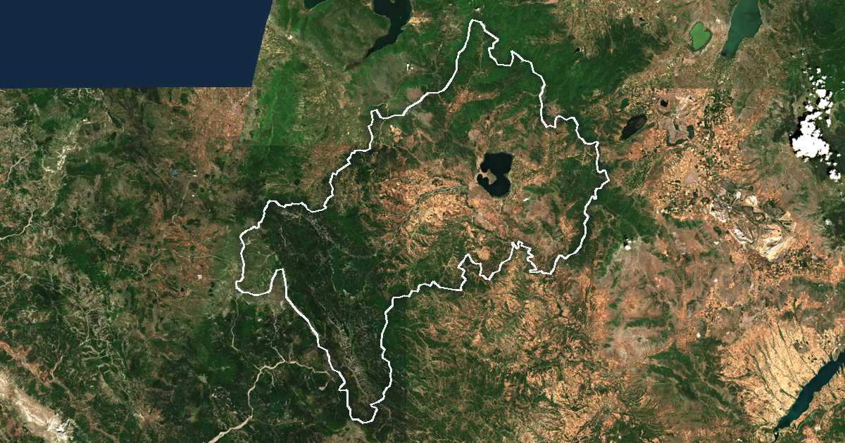 Satellitenbild mit eingezeichneter Grenze: Kastoria