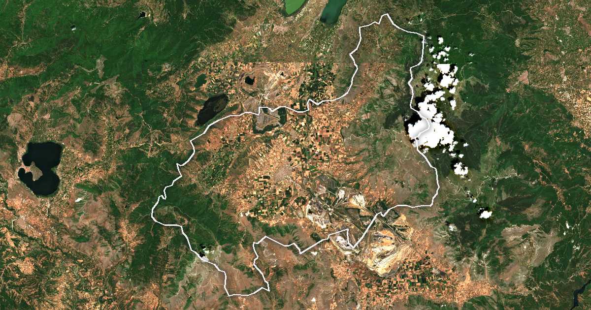 Satellitenbild mit eingezeichneter Grenze: Eordea