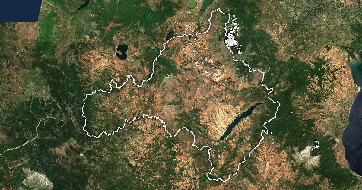 Satellitenbild mit eingezeichneter Grenze: Kozani
