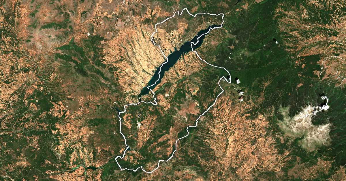 Satellitenbild mit eingezeichneter Grenze: Velvendo